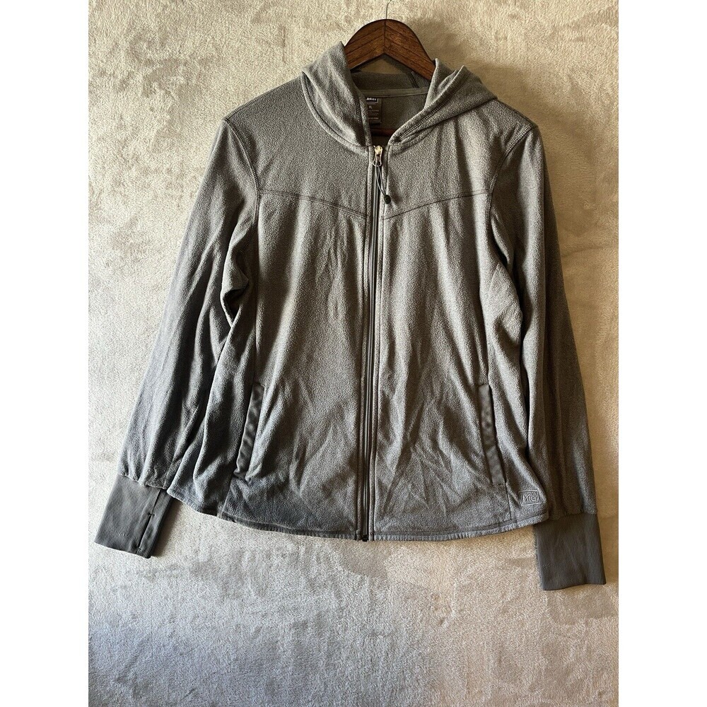 REI Hoodie Women's XL Gray‎ Terry Cloth Full Zip Lightweight Jacket Outdoor